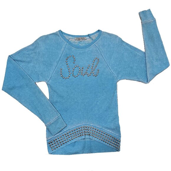 Studded Soul Embellished Girl's Blue Long Sleeve Thermal - Picture 3 of 5